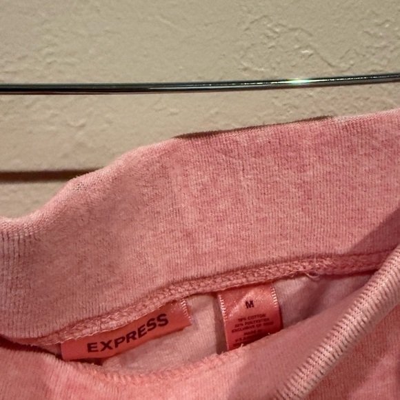 Express Pink Striped Velour Flare Pants - Picture 3 of 3